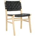 thumbnail image 5 of SAFAVIEH Taika Contemporary Leather Solid Dining Side Chair, Black/Light Natural (Set of 2), 5 of 13
