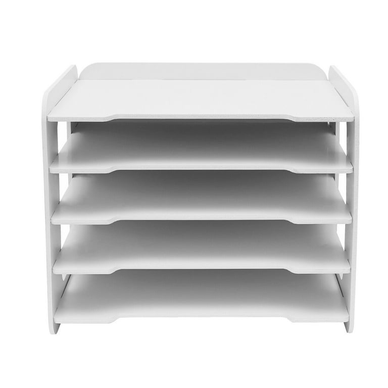 Natwind 5 Sectors File Sorter Paper Organizer for Desk Mail Letter Tray  File Sorter Document Notebook Storage Rack for Home Office School(white)