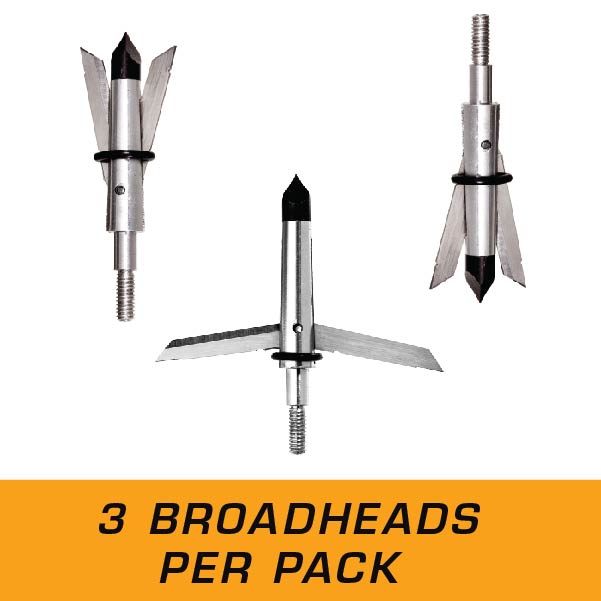 Stryke Expandable Broadheads, 100 Grain, 6-Pack, Aluminum and Steel, 14674KIT, Silver/Black