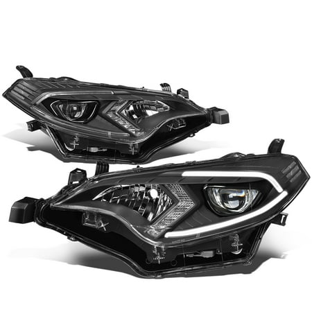 95 Toyota Corolla Sedan For 2014 to 2016 toyota Corolla Sedan Pair LED DRL Projector Headlight Black Housing Clear Corner Headlamp 15 Left+Right ()