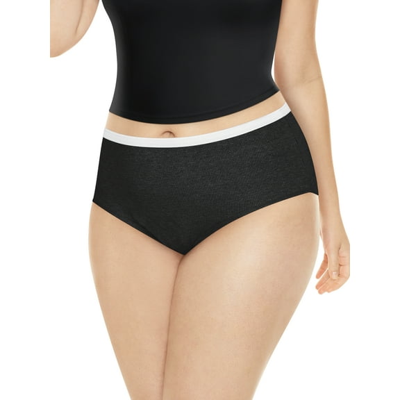 Just My Size Women's Ribbed Cotton Brief Underwear, 6-Pack