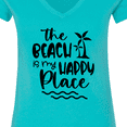 thumbnail image 4 of Inktastic Spring Break the Beach is My Happy Place Women's V-Neck T-Shirt, 4 of 5