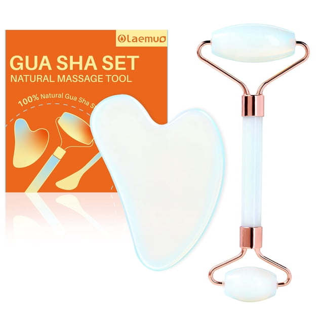 Juego de rodillos Gua Sha y Face Olaemuo Opal para reducir la hinchazón