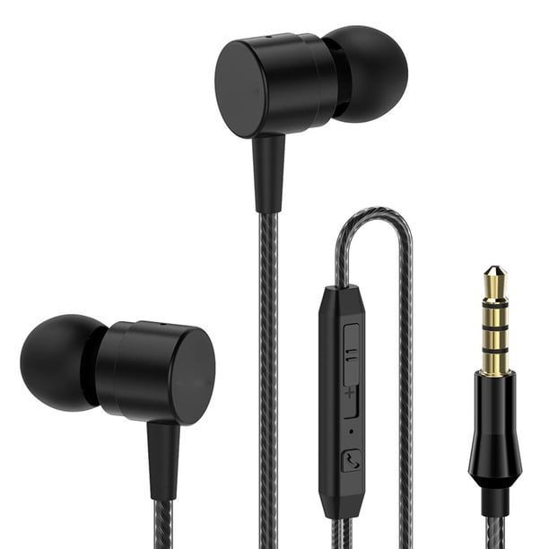 Sidaley Teléfono de aleación de zinc Auriculares internos de 3,5 mm Estéreo Bajo Llamada manos libres Auriculares con cable Auriculares con micrófono Cables de audio/vídeo negro 2 piezas