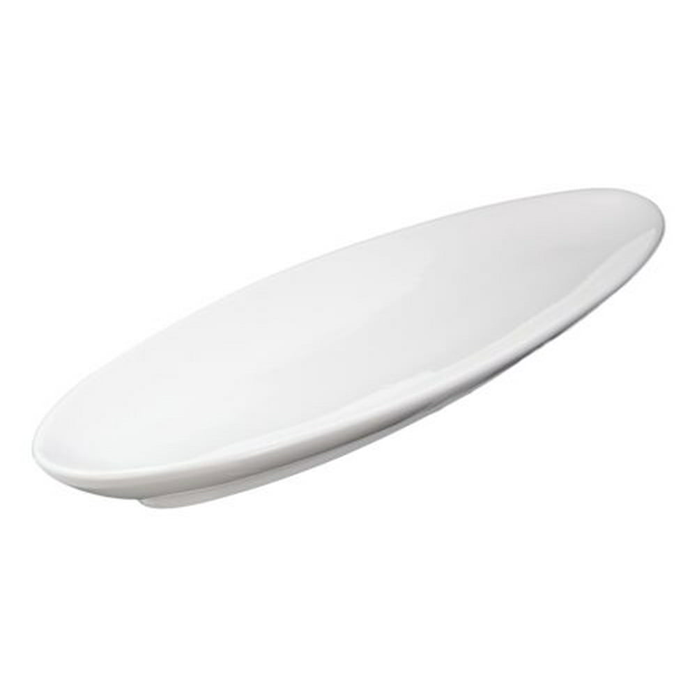 Contemporary Sleek Design White Porcelain Oval Plate Serving Platter 16long