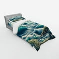 thumbnail image 2 of Ambesonne Nautical Bedding Set 3 Pcs, Swirling Huge Waves Boat, TwinXL, Reseda Green Teal and Blue, 2 of 2