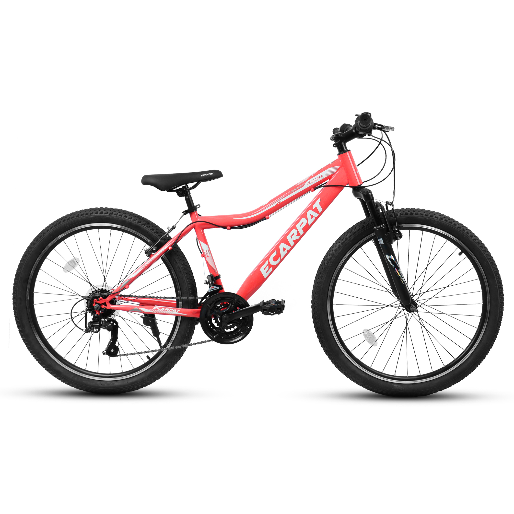 Women's Mountain Bike 24 Inch Wheels, 21-Speed Trail Commuter City Mountain Bikes, 15" Carbon Steel Frame, Female Women Bicycles V-Brakes Front Fork Suspension Twist Grip Shifter