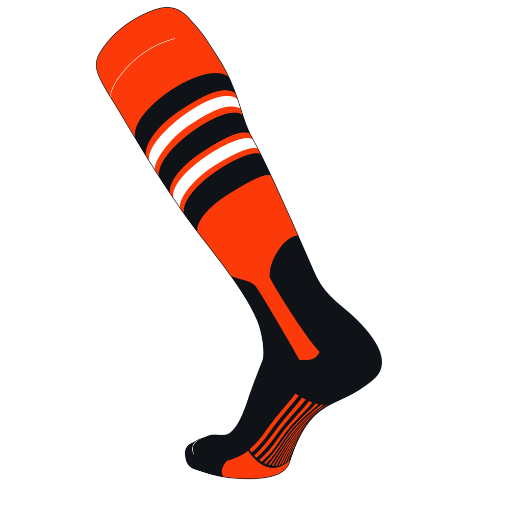 TCK Elite Baseball Knee High Stirrup Socks (F, 7in) Orange, Black