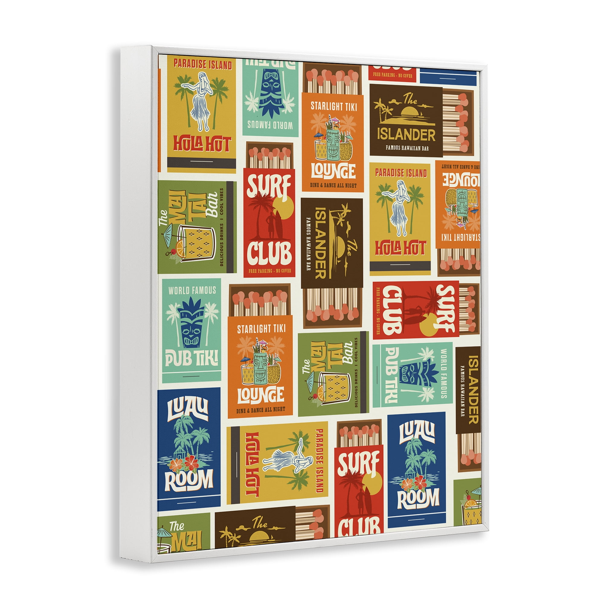 Stupell Industries Vintage Tropical Match Boxes White Framed Giclee Art, design by Emily Dumas