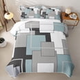 thumbnail image 2 of Homewish Aesthetic Geometric Quilt Full,Modern Abstract Full Bedspread Sets,Light Blue,3-Piece, 2 of 7