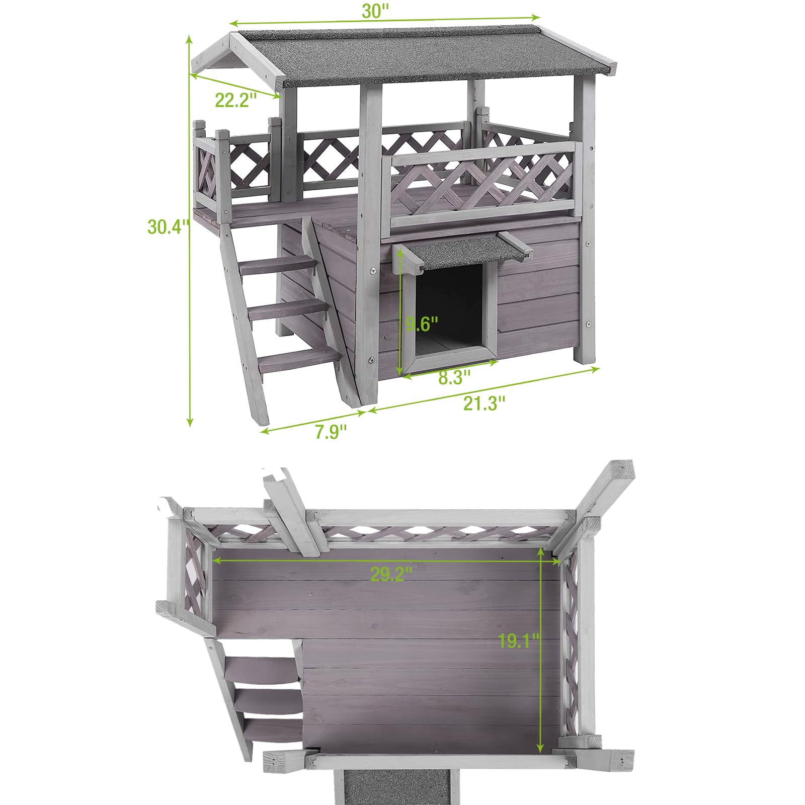BUTINGLALE Cat House Outdoor Weatheproof Feral Cat Shelter Wooden Cat Condos for Winter Large Balcony