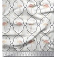 thumbnail image 1 of Soimoi White Rayon Fabric Flamingo & Moroccan Damask Print Fabric by the Yard 56 Inch Wide, 1 of 3