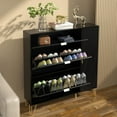 thumbnail image 6 of Eclife Flip Drawers Entryway Shoes Cabinets with Doors Narrow Slim 20 Pair 3 Tier Shoe Shoe Rack Freestanding Modern Shoes Storage Organizer Shelves, Black, 6 of 9