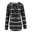 thumbnail image 5 of Jinhomg Trendy Striped Sweatshirt for Women Lightweight Comfy Long Sleeve Button Collar Pullovers Fall Casual Loose Drawstring Hoodies with Pocket Fall Saving Black S, 5 of 7