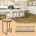 thumbnail image 6 of LeisureMod Quincy Modern Leather Bar Stool with Quilted Upholstery, Counter Height Seat, Sled Base, Non-Slip Foot Pads, Powder-Coated Frame, Fully Assembled, Light Brown, 6 of 15