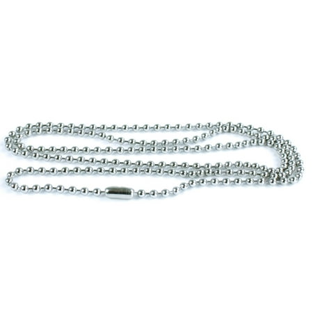 Ball Chain Dog Tag Necklace - 4 and 24 Inches Long - 2.4mm Bead Size - Matching Connector - Adjustable Metal Bead Chain - Multiple Pack Sizes - Black or Silver