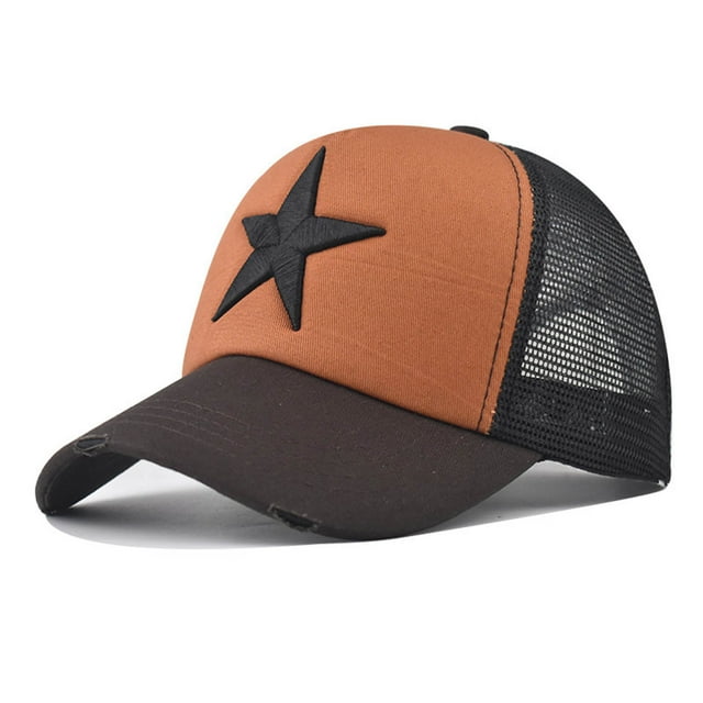 Gorra de béisbol de poliéster con bordado de estrella de cinco puntas para hombre y mujer.