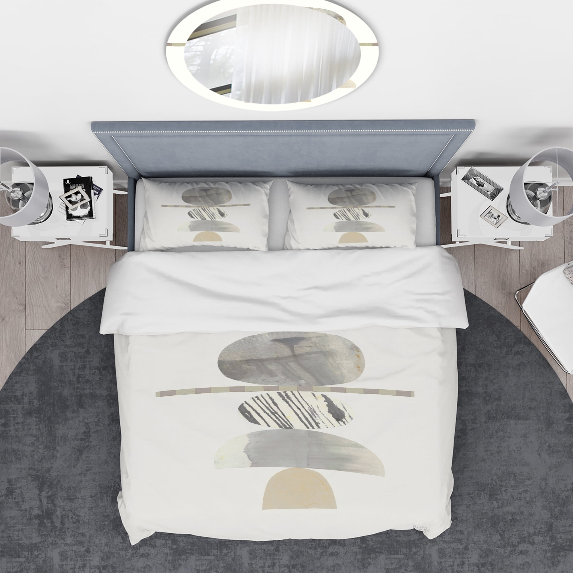 Designart 'Geometric Balance Neutral I' Geometric Duvet Cover Set
