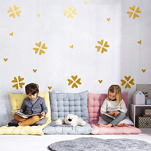 126Pcs Triangle Wall Sticker,Removable Easy to Paste DIY Vinyl Wall Decal Decor Kids Room Girls Boys Room Wall Decor Nursery Wall Art Decals Matte Gold 