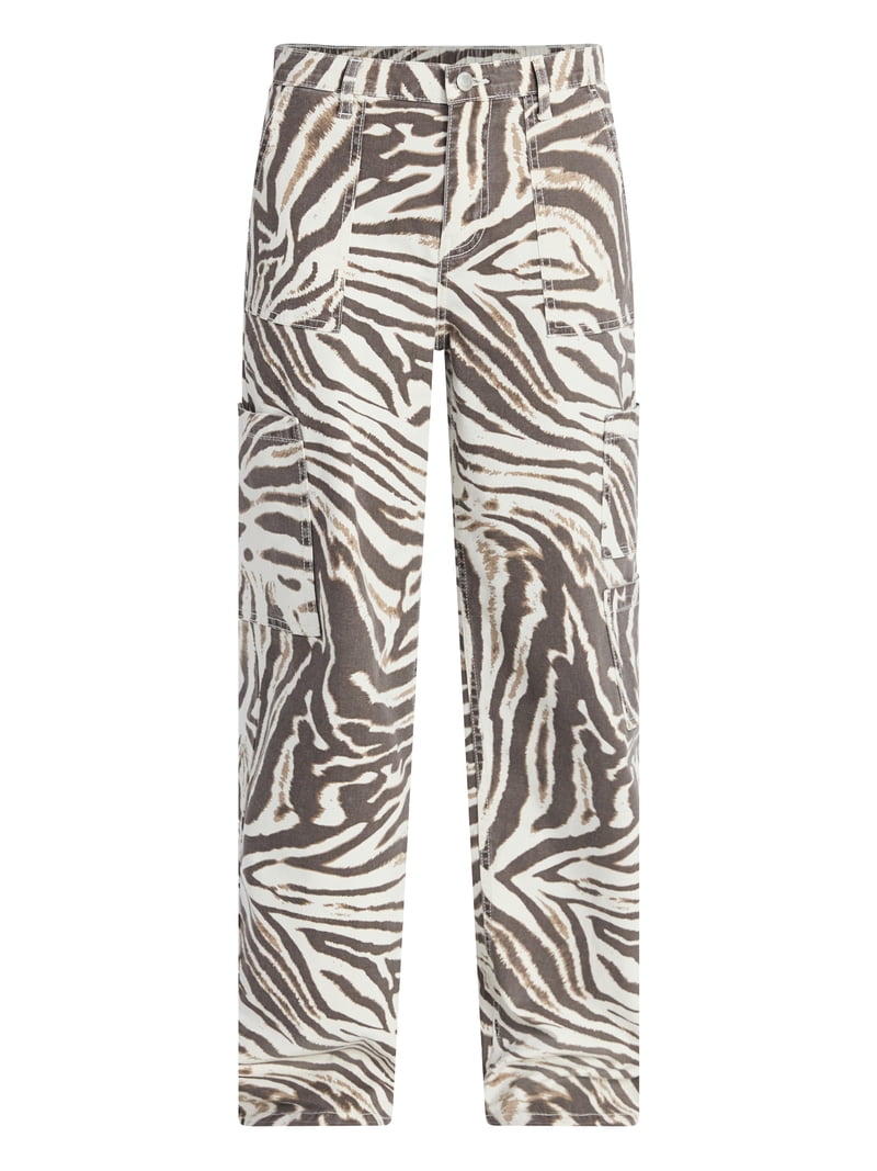 No Boundaries Women's Wide Leg Cargo Pants, 31.5