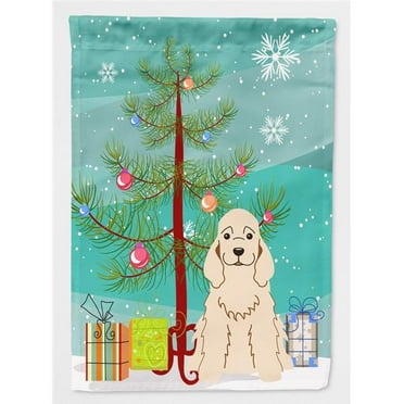 Carolines Treasures BB4219GF Merry Christmas Tree Cocker Spaniel Buff Flag Garden Size