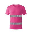 thumbnail image 5 of Men's Summer Short Sleeve Crew Neck High Visibility Reflective Breathable Safety T-Shirt Breathable Quick Dry Top Pink 4XL, 5 of 5