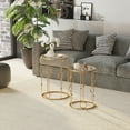 thumbnail image 2 of HOMCOM Round Coffee Tables Set of 2, Gold Nesting Side End Tables with Tempered Glass Top, Steel Frame for Living Room, 2 of 10