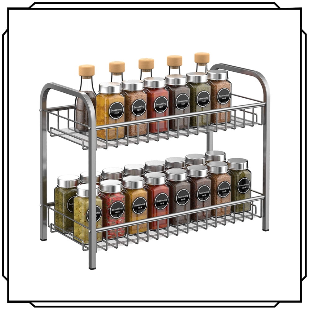 Auledio 2 Tier Metal Spice Rack Organizer Freestanding Spice Storage ...