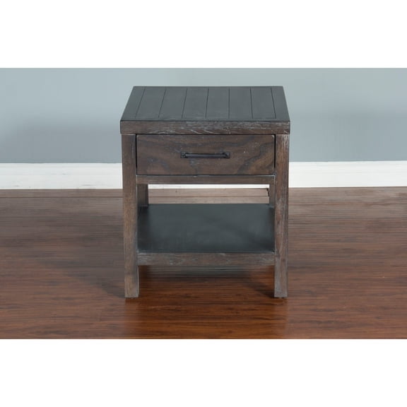 Sunny Designs Dundee 22" Transitional Mindi Wood End Table in Dark Brown