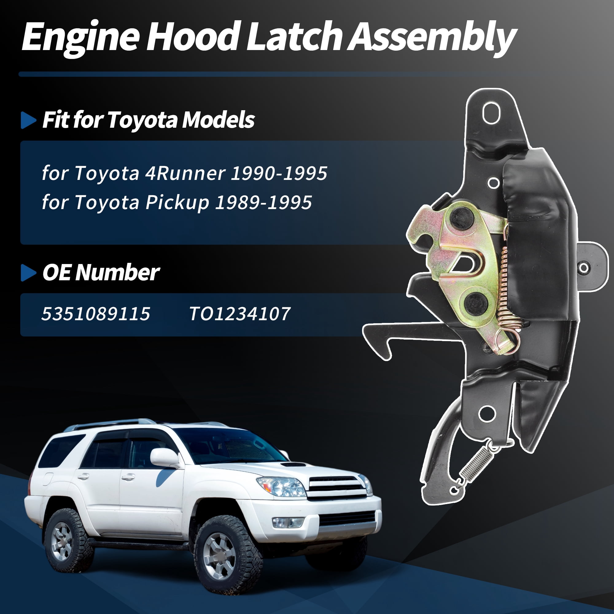 Unique Bargains Car Hood Latch Assembly for Toyota 4Runner 1990-1995 and for Toyota Pickup