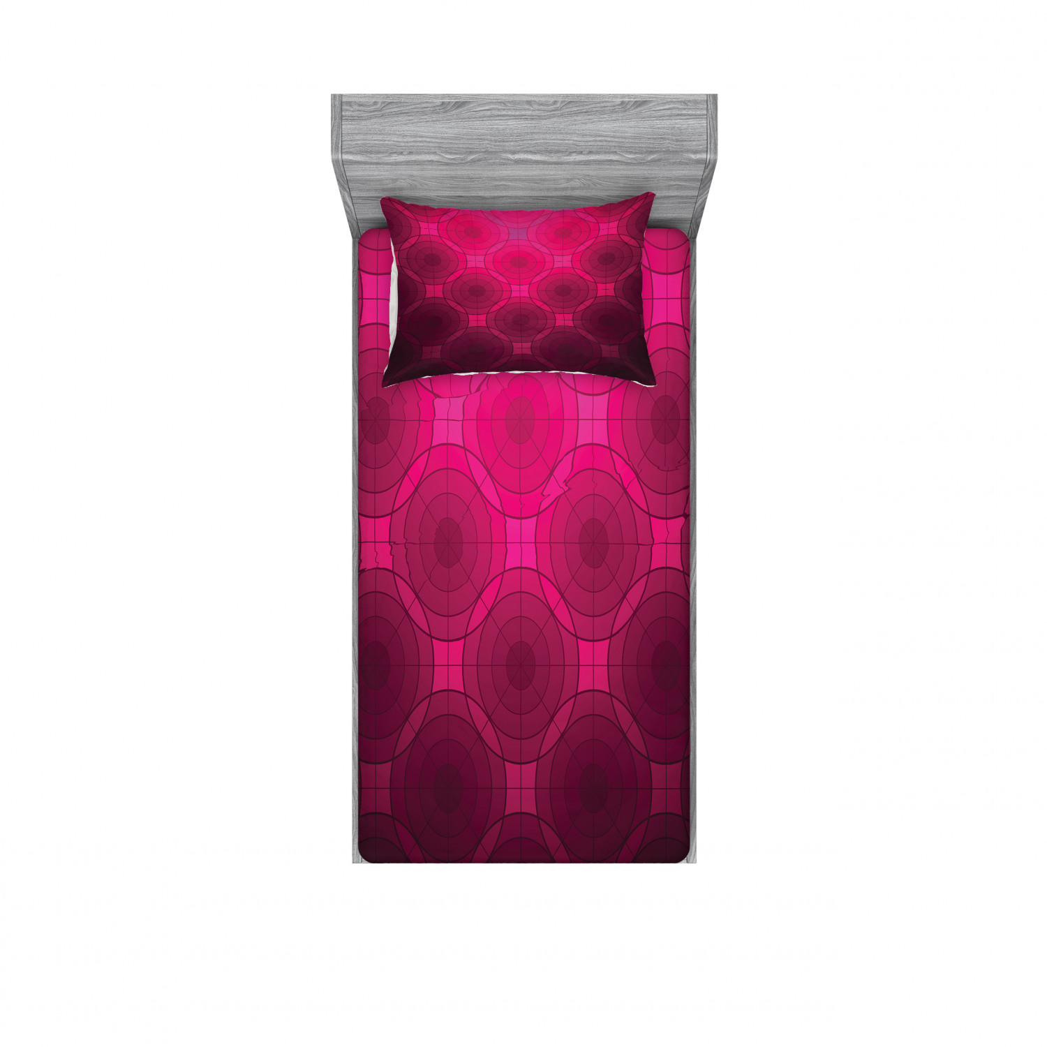 Magenta Bedding Set with Sheet & Covers, Disc Shaped Fluid Dynamics
