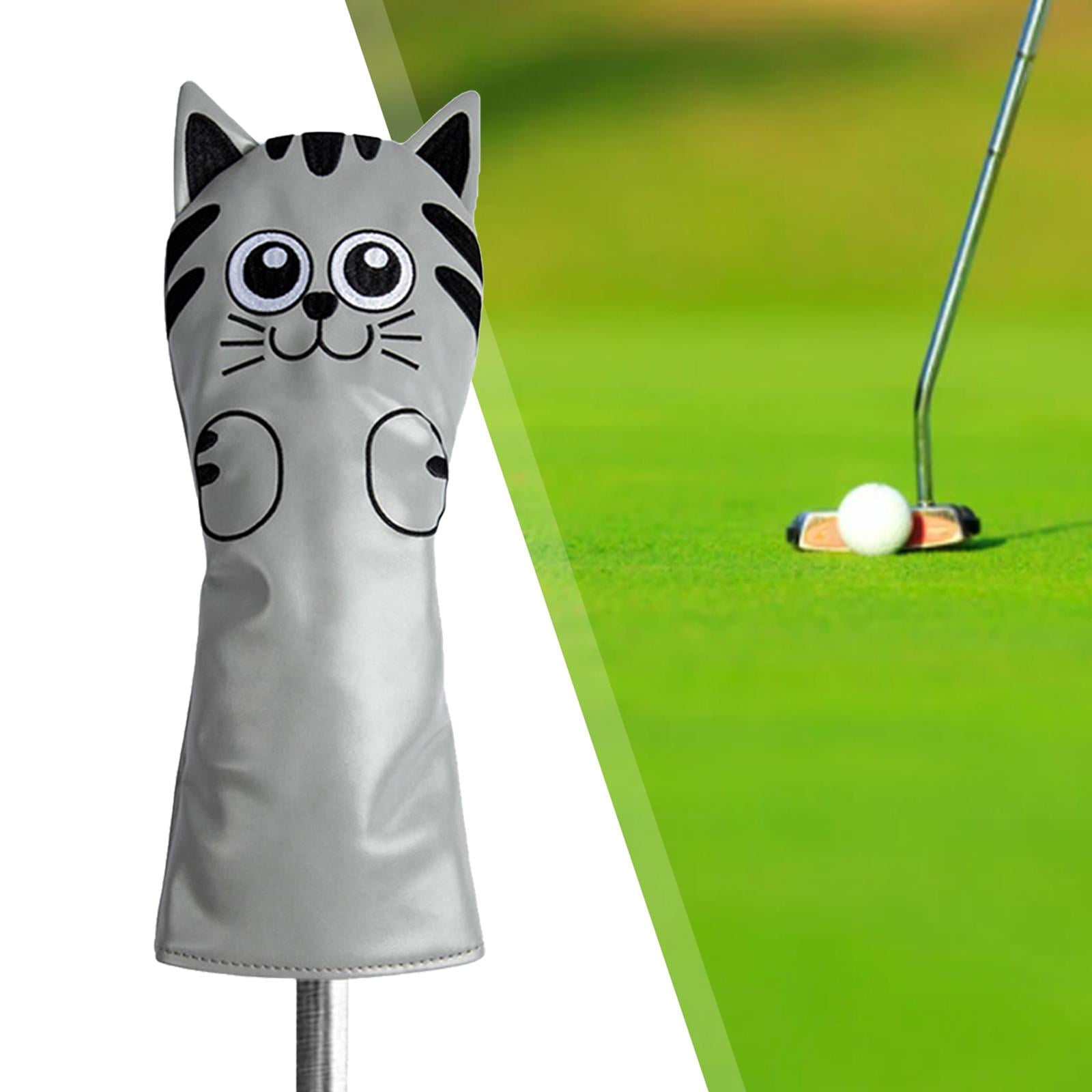 harayaa Golf Club Head Covers Mallet Putter Cat Pattern Accessories Putter Cue Headcover Driver Grey
