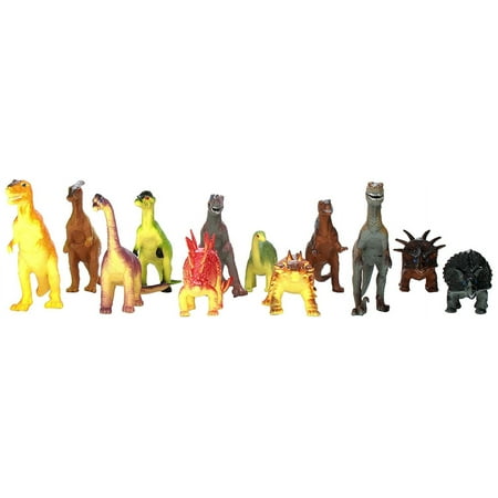 Rhode Island Novelty Assorted Jumbo Dinosaurs Up to 6 in. Long Toy Figures, 12-Pack