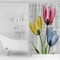 thumbnail image 2 of Blue Red Yellow Tulips Shower Curtain, 60" x 72", Country Flowers Wood Grain Waterproof Bathroom Curtain Washable Shower Curtain Set with 12 Hooks, 2 of 6
