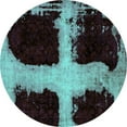thumbnail image 1 of Ahgly Company Machine Washable Indoor Round Abstract Turquoise Blue Modern Area Rugs, 3' Round, 1 of 4