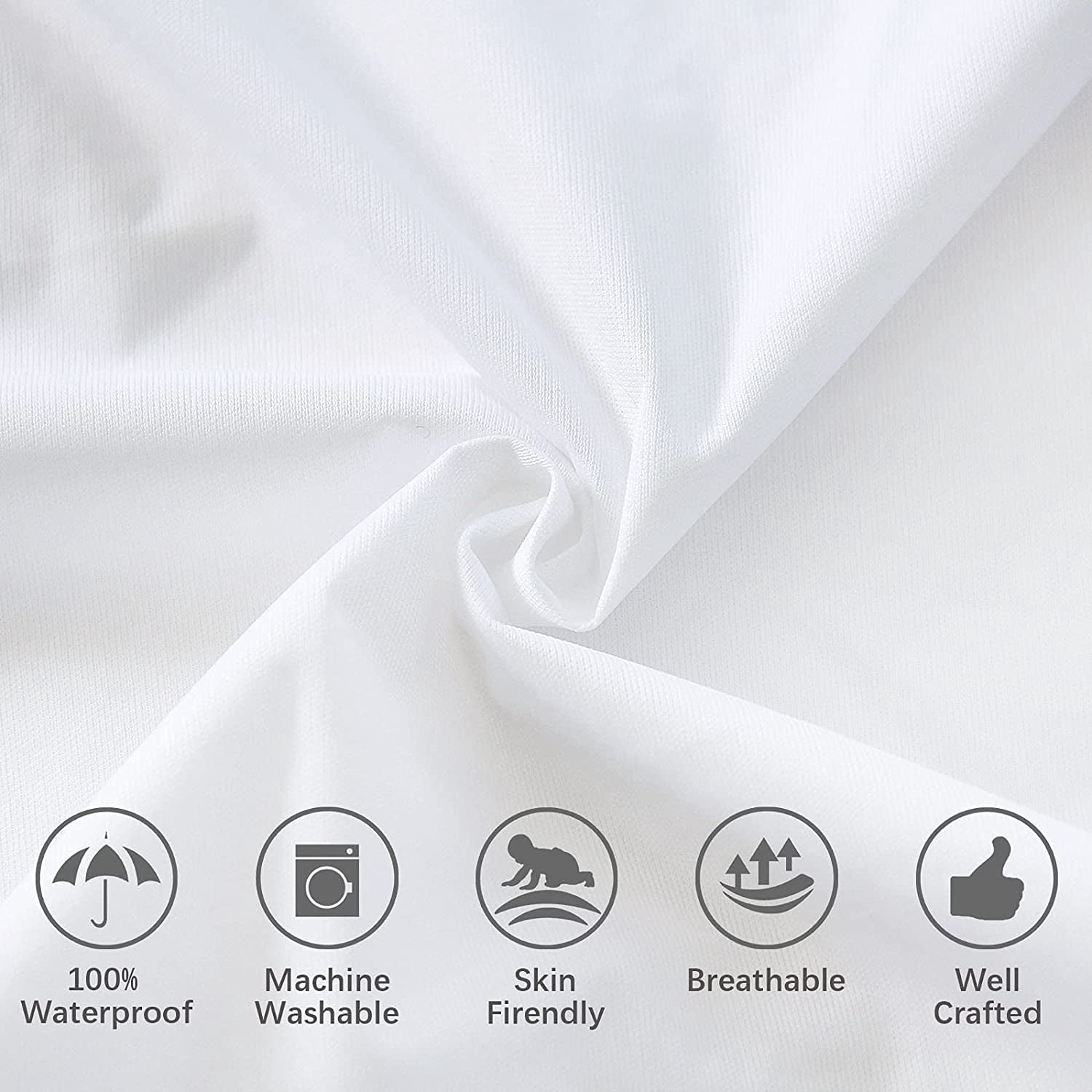 Biloban Pillow Protector Waterproof Queen Size Pillow Cases 4 Pack Skin-Friendly & Noiseless Pillow Encasement Zippered White Pillow Covers Machine Wash