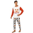 thumbnail image 2 of Halloween Pajamas, Halloween Matching Family Pajamas White Pumpkin Print Long Sleeve 2 Piece Pj Set Holiday Sleepwear Nightwear Loungewear Festive Family Photos, 2 of 5