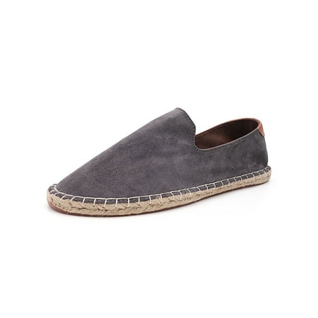 

Rockomi Mens Espadrille Loafers Comfort Espadrilles Non Slip Flats Men Breathable Lightweight Casual Shoes Slip-On Gray 8.5