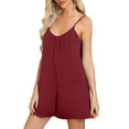 thumbnail image 3 of lcziwo Rompers for Women 2025 Summer Vacation Outfits Sleeveless Spaghetti Straps Short Jumpsuits Casual Wide Leg One Piece Shorts with Pockets, 3 of 9
