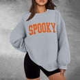 thumbnail image 4 of KHONTS Halloween Spooky Season Sweatshirts for Women Long Sleeve Crew Neck Basic Pullover Tops Loose Fit Cozy Winter Fall Tops Grey XXL, 4 of 6