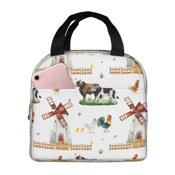 Vsdgher Cute Farm Lunch Bag, Lunch Box for Women Adult Men, Lunch Tote Insulated Cooler Lunch Container for Work/Office/Picnic/Travel