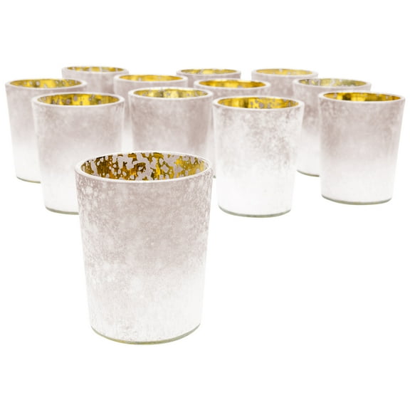 Koyal Wholesale 2.6" Tall Mauve Frosted Ombre Mercury Glass Votive Candle Holders, Set of 12, Bulk Tealight Holders