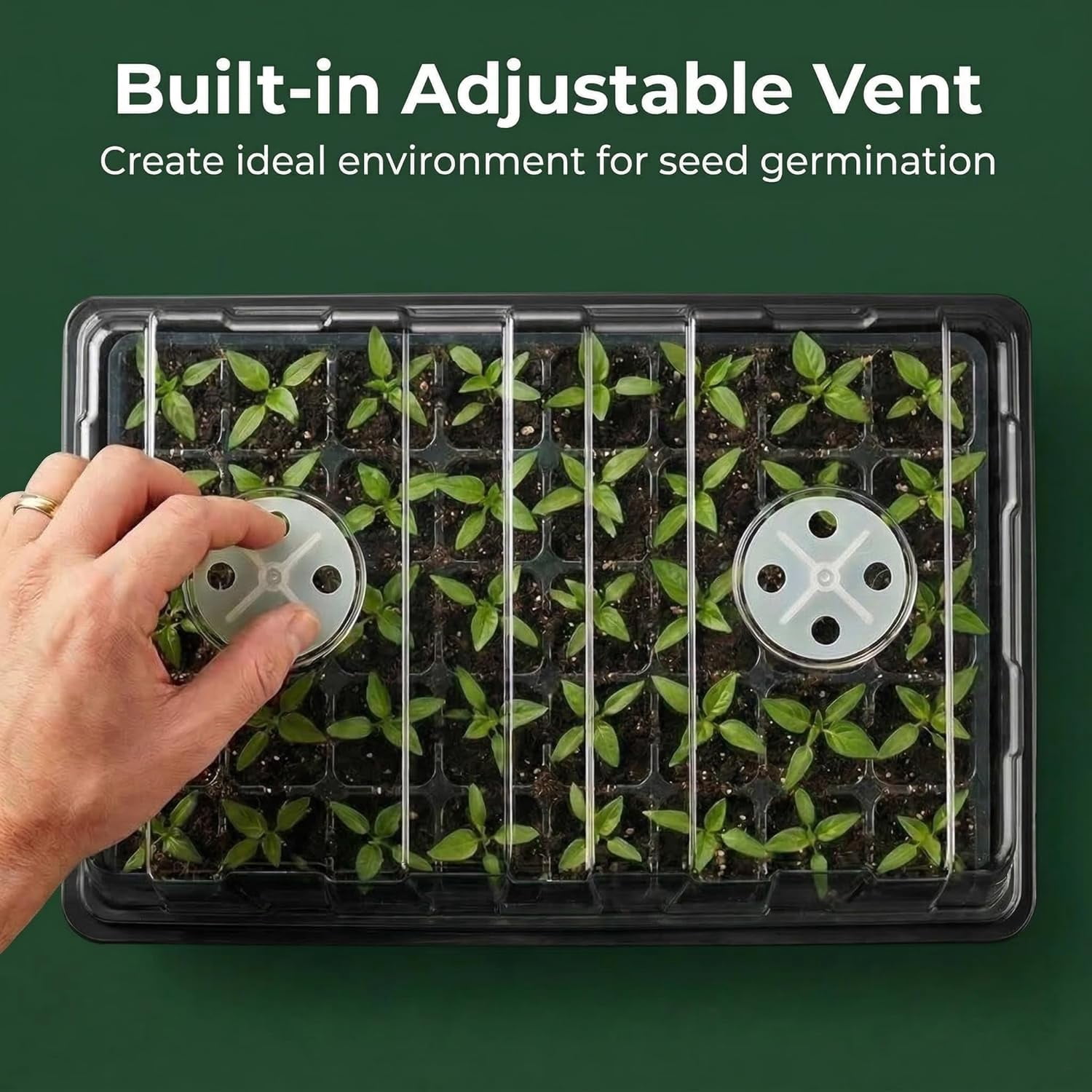 5-Set Seed Starter Tray Kits, Durable Plant Germination Trays with Humidity Vented Domes and Bases, Ideal for Starting, Indoor Gardening, Greenhouse (Total 200 Cells)
