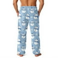 thumbnail image 3 of Fabrcox Christmas Graphic Pajamas Bottoms for Men Thick Warm Wide Leg Christmas Snowman Xmas Casual Loose Cartoon Lounge Bottoms Light Blue 3XL, 3 of 5
