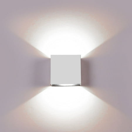 

CHUANK Modern LED Wall Light Up Down Cube Indoor Outdoor Sconce Lighting Lamp Light (White Shell White Light)