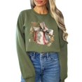 thumbnail image 4 of Ink-Printed Image Not Actual Fabric Camo Coquette Bow Baseball Sweatshirt for Women & Youth Army Green Sweatshirt Adult M, 4 of 8