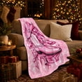 thumbnail image 3 of Pink Western Cowgirl Glam Country, Playful Rustic Scene, Warm Flannel Blanket for Living Room and Bedroom, Celestial Art Lovers Valentine's Day Gift, Rustic Home Decor, 3 of 9