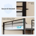 thumbnail image 5 of Plonmago LED Lights Bunk Bed Twin Over Twin with Stairs, Twin Bunk Bed with 2 Storage Drawers & 6 Fabric Drawers, Metal Twin Loft Beds with Guardrail, Space Saving, Sturdy Frame,Black &Brown, 5 of 8