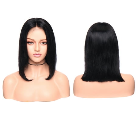 S-noilite Brazilian Virgin Bob Wig Human Hair Hair Short Bob Wig Straight Side Middle Part Human Hair Wigs for women Natural