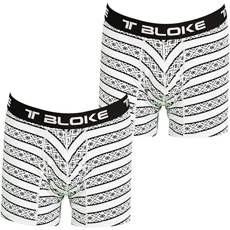 

T Bloke Men Boxers Set of 2 White/Black Printed Size S with U-Shape Lining